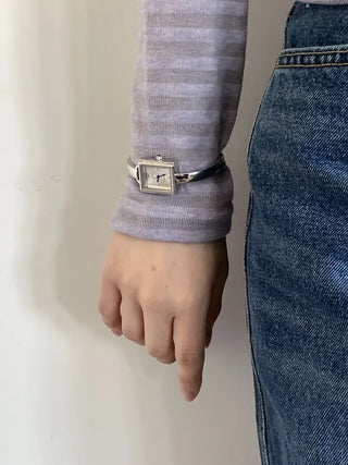 Square Slot Bangle Metal Analog Wristwatch