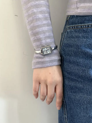 Square Slot Bangle Metal Analog Wristwatch