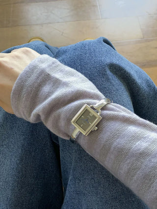 Square Slot Bangle Metal Analog Wristwatch
