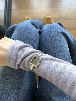 Square Slot Bangle Metal Analog Wristwatch