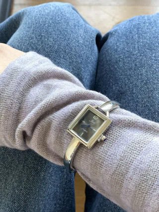 Square Slot Bangle Metal Analog Wristwatch