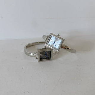 Square Slot Bangle Metal Analog Wristwatch
