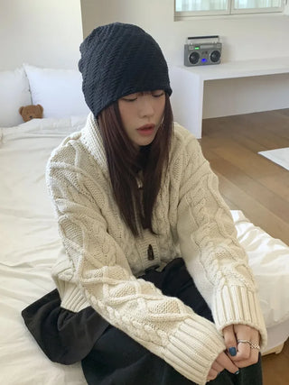 Sofmute Cable Knit Pattern Beanie Hat
