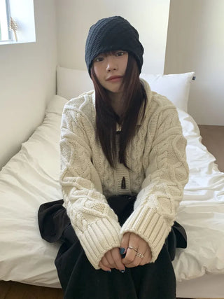 Sofmute Cable Knit Pattern Beanie Hat