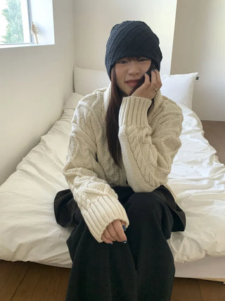 Sofmute Cable Knit Pattern Beanie Hat