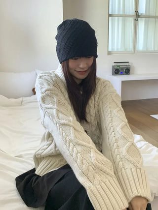 Sofmute Cable Knit Pattern Beanie Hat
