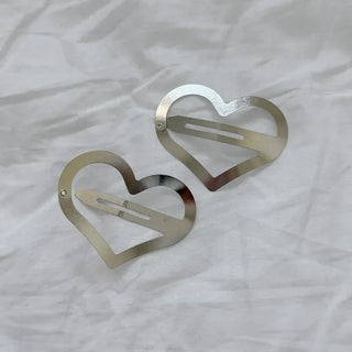 Big Heart Silver Hair Point Snap Hair Clip
