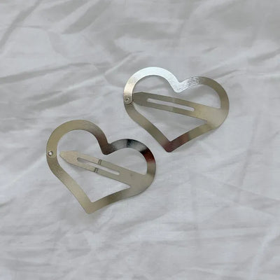 Big Heart Silver Hair Point Snap Hair Clip