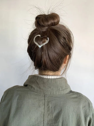 Big Heart Silver Hair Point Snap Hair Clip