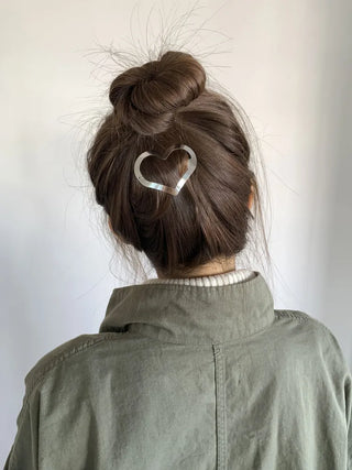 Big Heart Silver Hair Point Snap Hair Clip