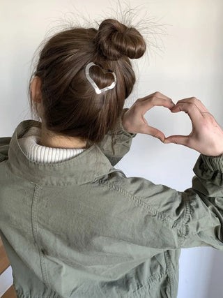 Big Heart Silver Hair Point Snap Hair Clip