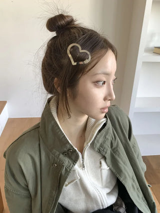 Big Heart Silver Hair Point Snap Hair Clip