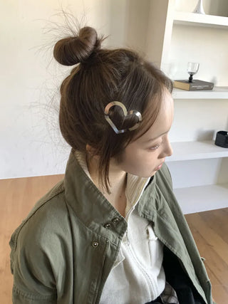 Big Heart Silver Hair Point Snap Hair Clip