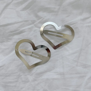 Big Heart Silver Hair Point Snap Hair Clip