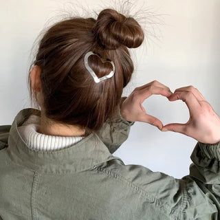 Big Heart Silver Hair Point Snap Hair Clip