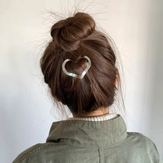 Big Heart Silver Hair Point Snap Hair Clip