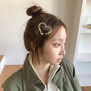 Big Heart Silver Hair Point Snap Hair Clip