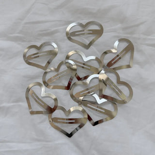 Big Heart Silver Hair Point Snap Hair Clip