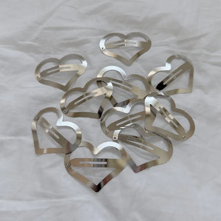 Big Heart Silver Hair Point Snap Hair Clip