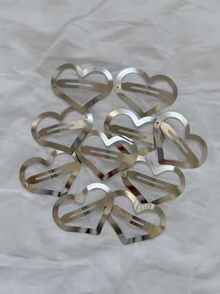 Big Heart Silver Hair Point Snap Hair Clip