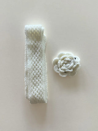 Flora Knit Punching Slim Long Scarf Tie Muffler