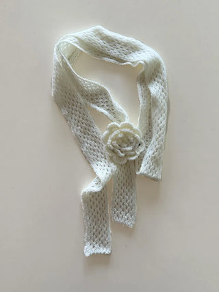 Flora Knit Punching Slim Long Scarf Tie Muffler