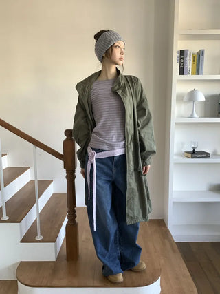 Flora Knit Punching Slim Long Scarf Tie Muffler