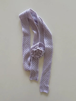 Flora Knit Punching Slim Long Scarf Tie Muffler