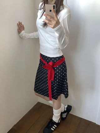 Flora Knit Punching Slim Long Scarf Tie Muffler