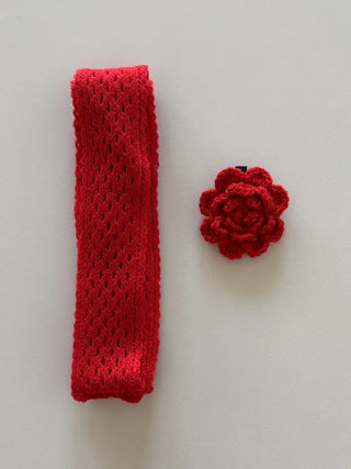 Flora Knit Punching Slim Long Scarf Tie Muffler