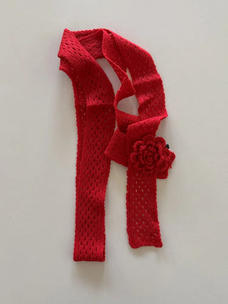 Flora Knit Punching Slim Long Scarf Tie Muffler