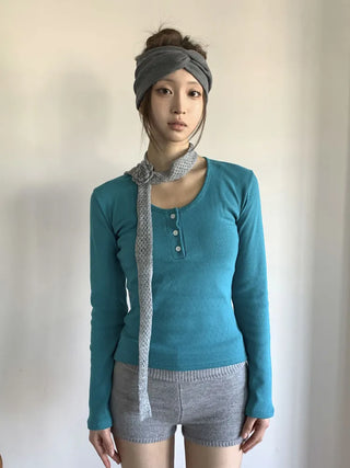 Flora Knit Punching Slim Long Scarf Tie Muffler