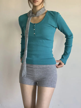 Flora Knit Punching Slim Long Scarf Tie Muffler