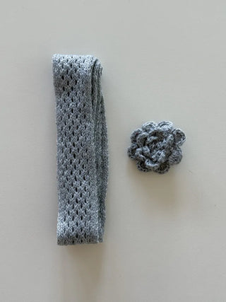 Flora Knit Punching Slim Long Scarf Tie Muffler