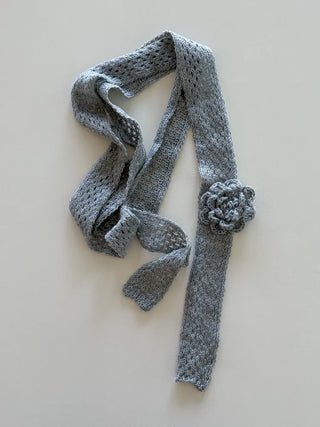 Flora Knit Punching Slim Long Scarf Tie Muffler