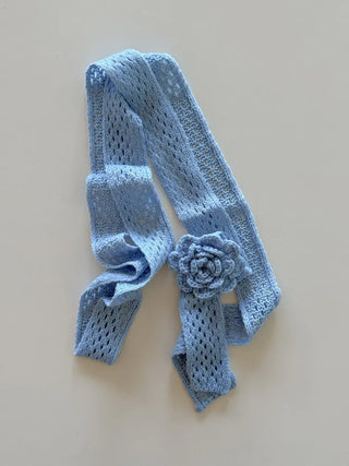 Flora Knit Punching Slim Long Scarf Tie Muffler