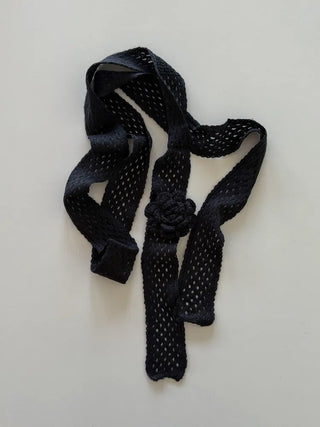 Flora Knit Punching Slim Long Scarf Tie Muffler