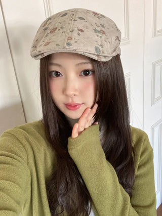 Vintage Floral Pattern Newsboy Cap/Hunting Cap Hat