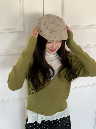 Vintage Floral Pattern Newsboy Cap/Hunting Cap Hat
