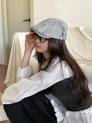 Vintage Floral Pattern Newsboy Cap/Hunting Cap Hat
