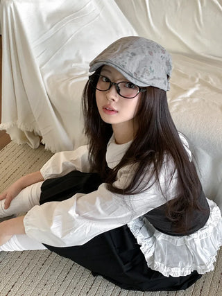 Vintage Floral Pattern Newsboy Cap/Hunting Cap Hat