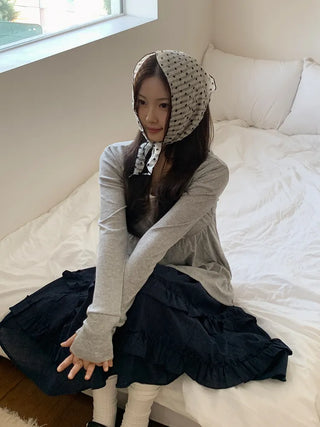 Striped Flower Hair Bandana Triangle Scarf