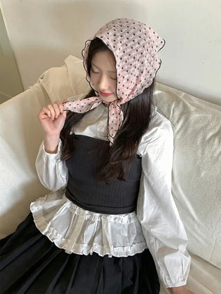 Striped Flower Hair Bandana Triangle Scarf