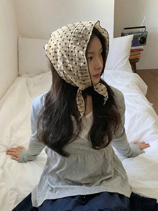 Striped Flower Hair Bandana Triangle Scarf