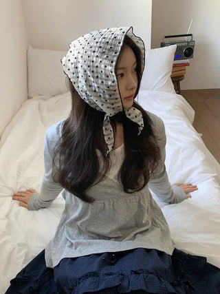 Striped Flower Hair Bandana Triangle Scarf