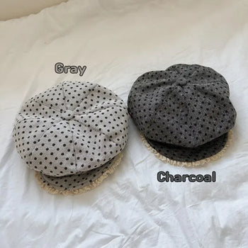 Marlene Dot Lace Button Detail Baker's Hat