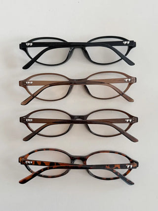 Hartrick Oval Cat-Eye Frame Horn-rimmed Leopard Print Glasses