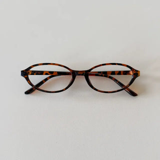 Hartrick Oval Cat-Eye Frame Horn-rimmed Leopard Print Glasses