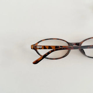 Hartrick Oval Cat-Eye Frame Horn-rimmed Leopard Print Glasses