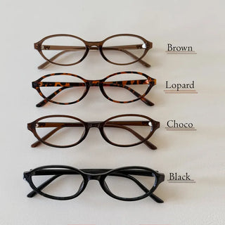 Hartrick Oval Cat-Eye Frame Horn-rimmed Leopard Print Glasses